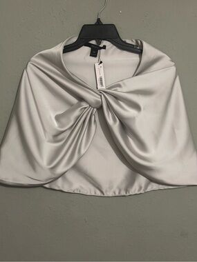 cezanne Silver Satin Woven Cape